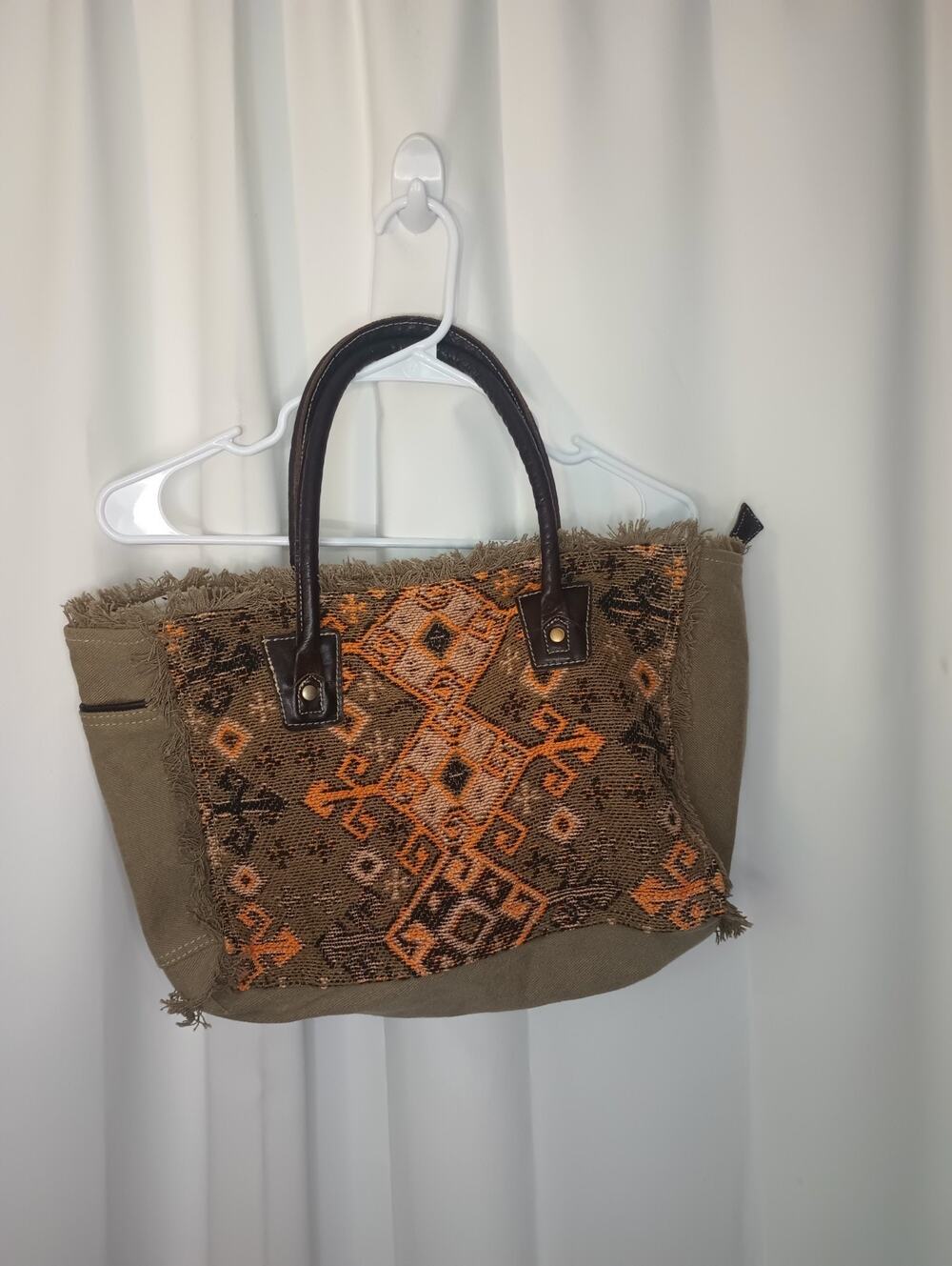 Myra Evening Song Tote Bag Shoulder Canvas Leather Southwestern Aztec Boho